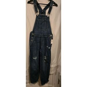 Gap Bib Overalls Womens Size‎ XS Blue Denim Straight Leg Cotton Distressed